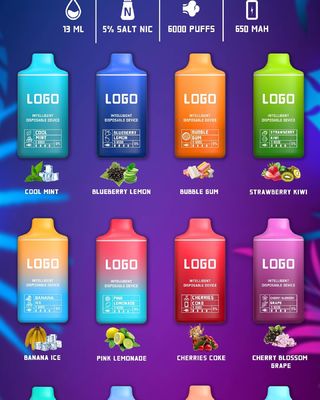 15ml 650mAh OEM Vapeのゴム製絵画6000パフの使い捨て可能なポッド