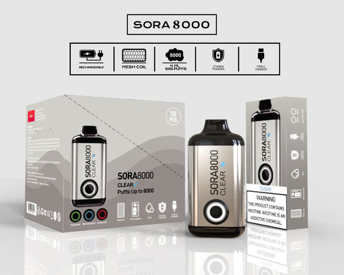 Sora 8000 パフ 再充電可能なEタバコ ミックス フルーツファルバー 使い捨てのバイプペン