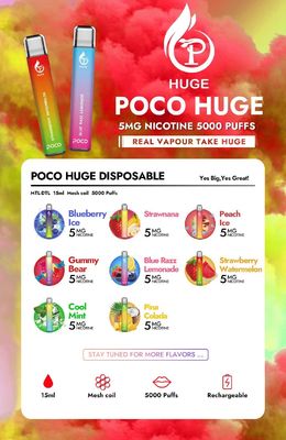15mlは前にEjuice POCOの巨大な5000パフ950mah Vapeのペンを満たした