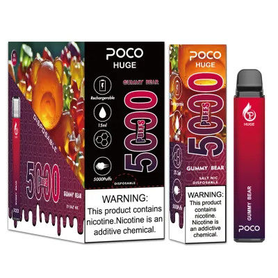 1.2ohm POCO 巨大 5000パフバー 使い捨て装置 15ml 液体塩 ニコチン 5%