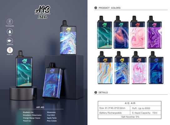 AIS Air 5000 充電式ベイプペン ソルトニコチン使い捨てペン 75g