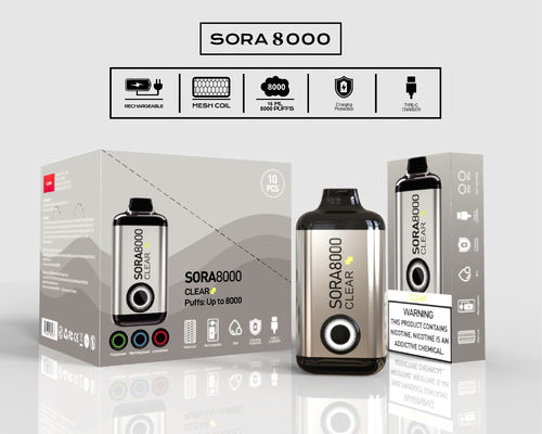 OEM 14ml 8000パフ 味付け 使い捨て バイプ Sora Pen 1.1ohm メッシュコイル