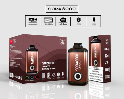 14ml 8000吸い 前記入りの使い捨ての蒸気タバコ Sora 650mah C型再充電可能