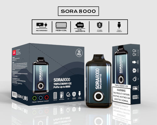 14ml 8000吸い 前記入りの使い捨ての蒸気タバコ Sora 650mah C型再充電可能