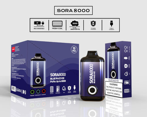 ソーラ 8000 パフ 5% ニコ塩 プリフィール 使い捨て バイプ 14ml 1.1ohm メッシュコイル