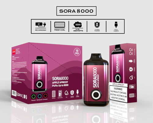 Sora 8000 Puffs 使い捨て Ecig 650mah Type-C 再充電可能 14ml プリフィールされたジュース