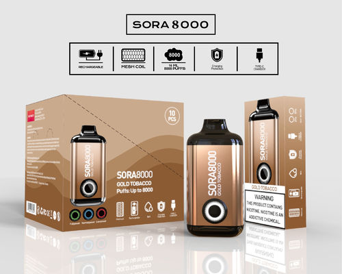 14ml 8000吸い 前記入りの使い捨ての蒸気タバコ Sora 650mah C型再充電可能