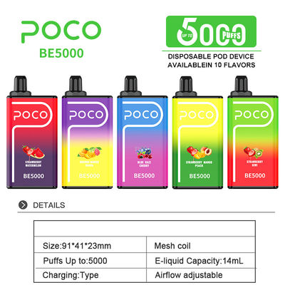 POCO BE5000 パフ 50mg ニコチン 使い捨て バイプ 14ml プリフィール エジュース 1200mAh