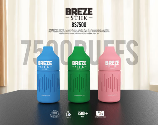 BREZE STIIK BS7500 一回使用可能なバプ 16ml バッテリー インジケーター 液体 インジケーター