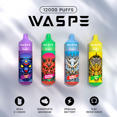 Waspe 12000Puffs 20 ML 電子液体使い捨て用ペンは,C型充電器で色とりどりのRGBライト